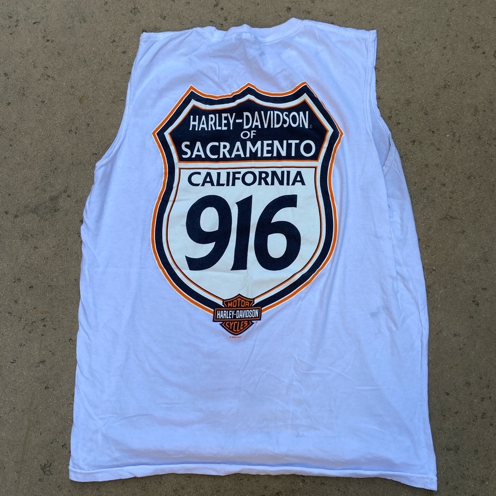 Vintage Harley Davidson Dragon Sleeveless Shirt Mens XL Bridgeport Graphic White